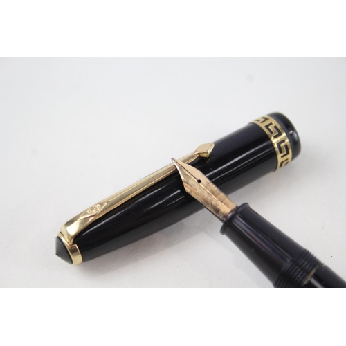 575 - Vintage CONWAY STEWART 74 Black Fountain Pen w/ 14ct Gold Nib WRITING