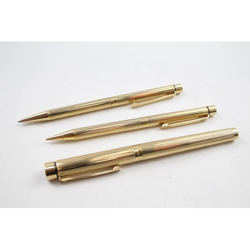 576 - Vintage SHEAFFER Targa Gold Plated Fountain Pen w/ 14ct Nib, Ballpoint, Pencil