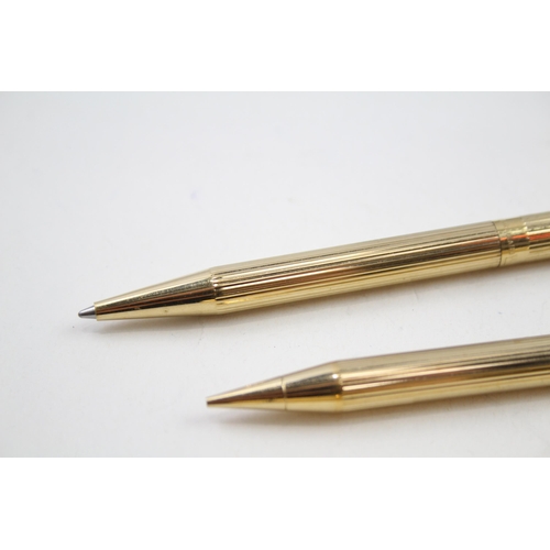 576 - Vintage SHEAFFER Targa Gold Plated Fountain Pen w/ 14ct Nib, Ballpoint, Pencil