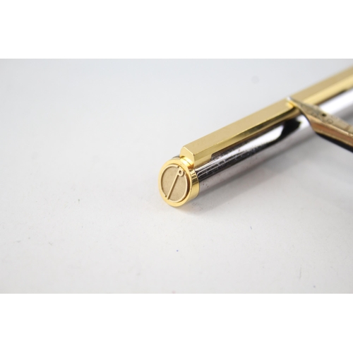 578 - Alfred DUNHILL Fountain Pen w/ 14ct Gold Nib, Gold Plate Banding & Clip WRITING