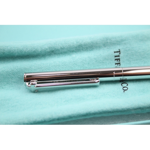 579 - TIFFANY & CO Brushed Steel Ballpoint Pen / Biro WRITING In Original Box