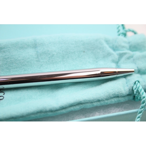 579 - TIFFANY & CO Brushed Steel Ballpoint Pen / Biro WRITING In Original Box