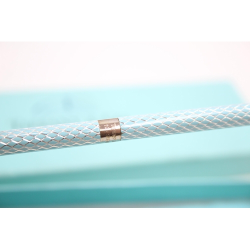 586 - TIFFANY & CO. Blue Enamel & .925 Sterling Silver Ballpoint Pen /  Biro Boxed 15g