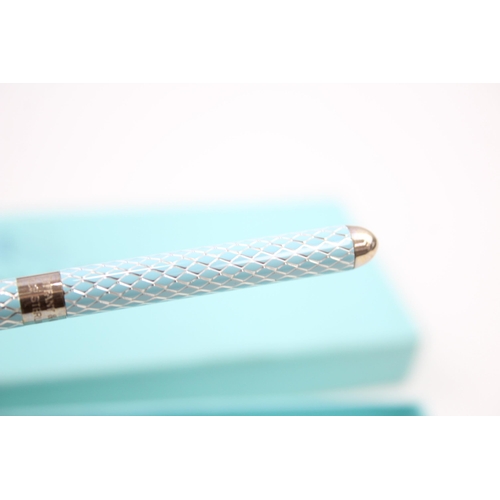 586 - TIFFANY & CO. Blue Enamel & .925 Sterling Silver Ballpoint Pen /  Biro Boxed 15g