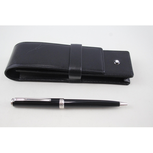 588 - Montblanc Classic Black Ballpoint Pen / Biro WRITING w/ Leather Pen Pouch