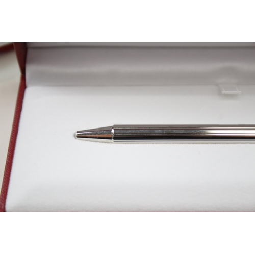 590 - Santos De CARTIER Palladium Finish & Screw Detailed Ballpoint Pen / Biro WRITING