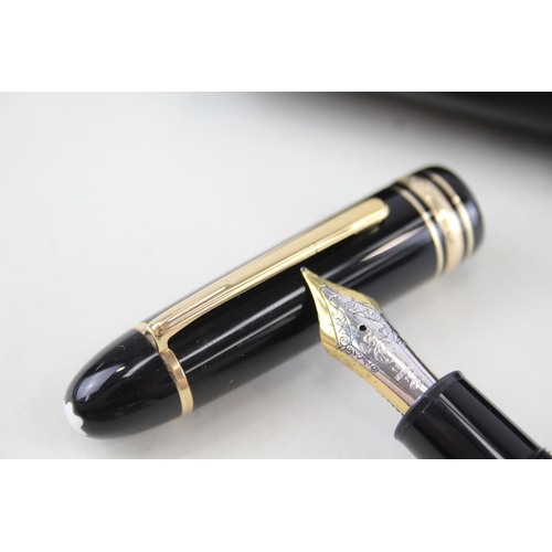 594 - MONTBLANC Meisterstuck No.149 Black Fountain Pen w/ 18ct White Gold Nib WRITING