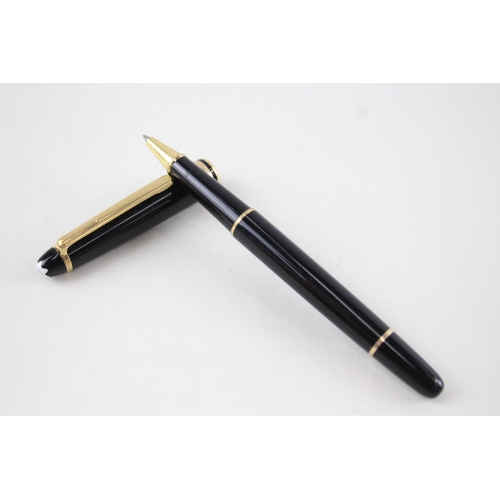 598 - MONTBLANC Meisterstuck Black Rollerball Pen w/ Gold Plate Banding - GM1565940