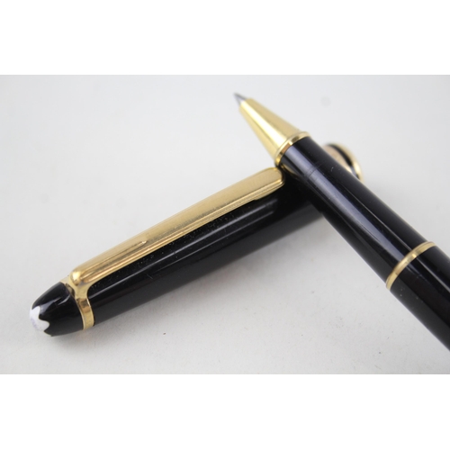 598 - MONTBLANC Meisterstuck Black Rollerball Pen w/ Gold Plate Banding - GM1565940