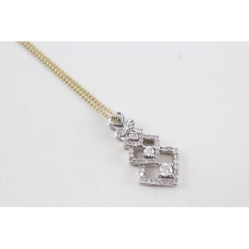 101 - 9ct gold diamond pendant necklace, claw set (2.7g)