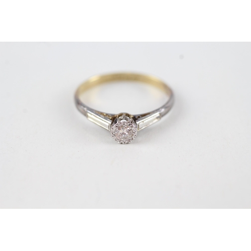 105 - 18ct gold & platinum vintage diamond solitaire ring (2.1g) Size  N