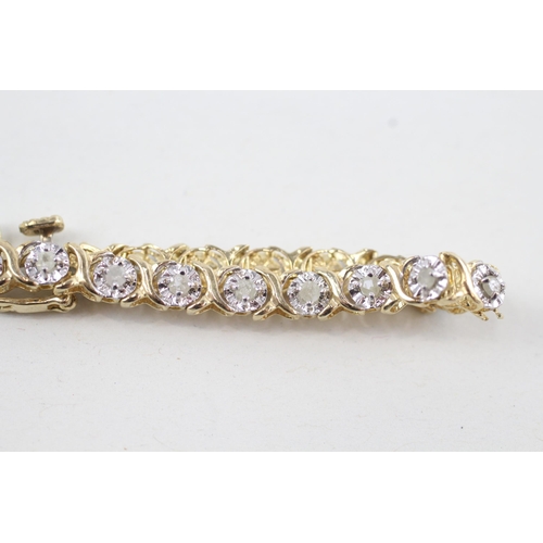 133 - 9ct gold diamond set bracelet (5.4g)