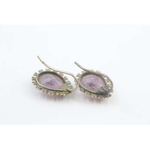 162 - 9ct gold amethyst drop earrings (3.1g)