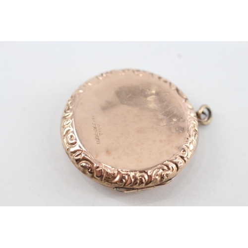 168 - 9ct gold back and front locket with old cut diamond (7.6g)