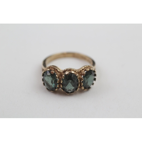 176 - 9ct gold gemstone dress ring (3.2g) Size J