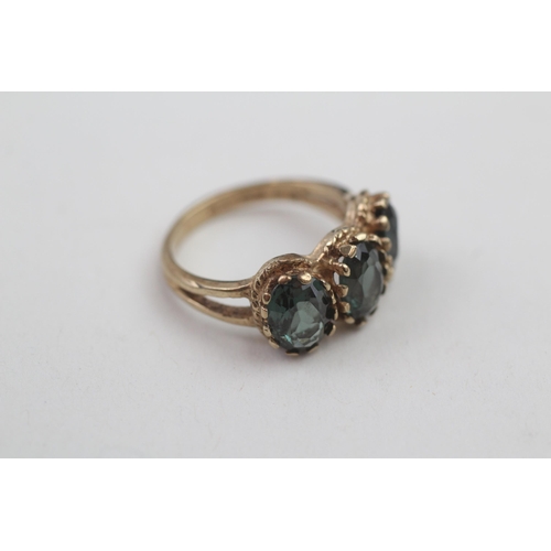 176 - 9ct gold gemstone dress ring (3.2g) Size J