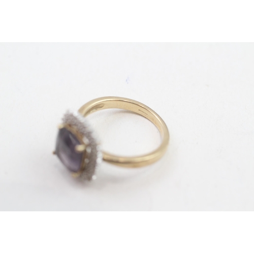 177 - 9ct gold diamond and sapphire dress ring (3.7g) Size M