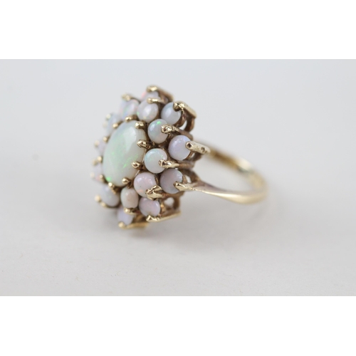 191 - 9ct gold vintage opal cluster cocktail ring (4.3g) Size  M