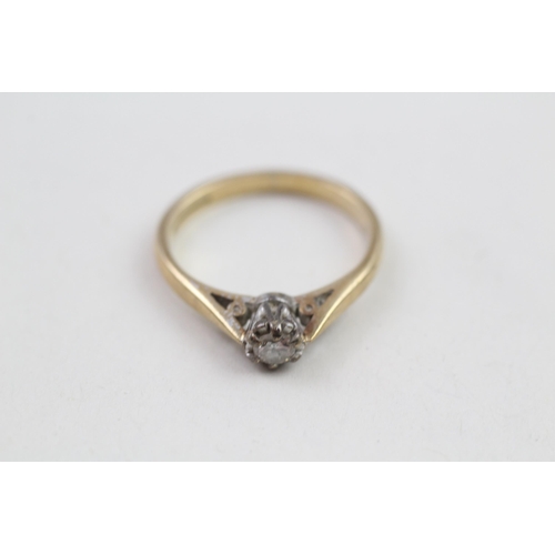 22 - 9ct gold diamond solitaire ring, claw set (2.3g) Size  M