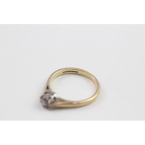 22 - 9ct gold diamond solitaire ring, claw set (2.3g) Size  M