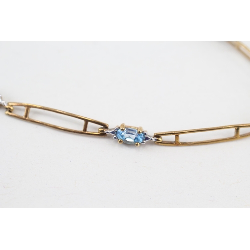 232 - 9ct gold topaz fancy link bracelet (3.1g)