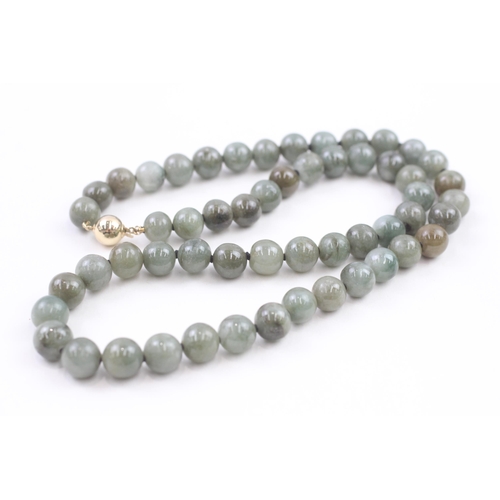 26 - 14ct gold polished jade necklace (88.5g)