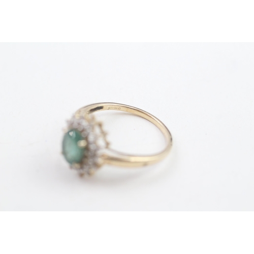 272 - 9ct gold emerald and diamond dress ring (2.2g) Size  P