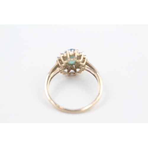 272 - 9ct gold emerald and diamond dress ring (2.2g) Size  P