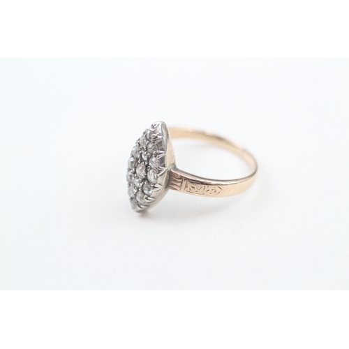 277 - 9ct gold antique diamond navette ring (2.8g) Size  L 1/2