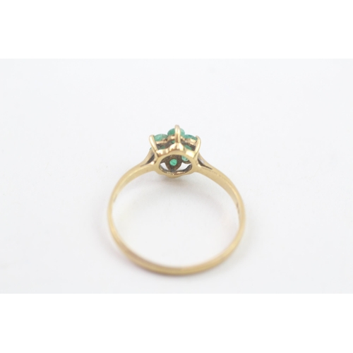 283 - 9ct gold emerald and diamond dress ring (1.5g) Size  P