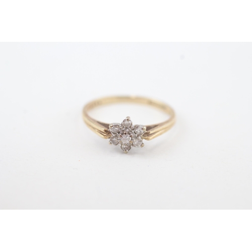 294 - 9ct gold diamond dress ring (1.3g) Size  J