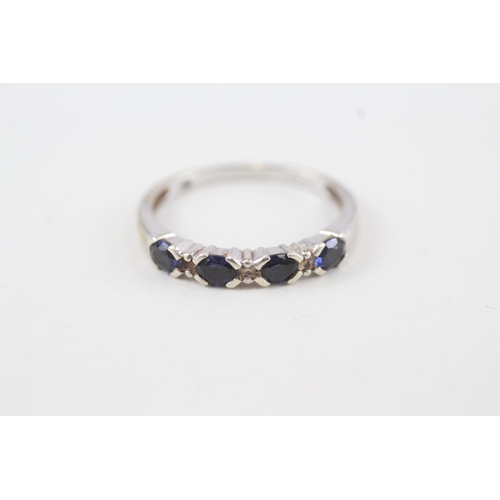 295 - 9ct gold diamond and sapphire dress ring (2g) Size  P