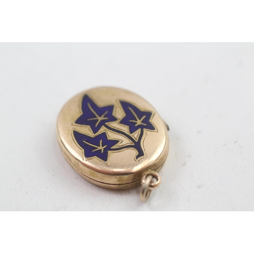 308 - 15ct gold antique enamelled locket (3.5g)