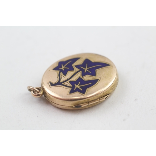 308 - 15ct gold antique enamelled locket (3.5g)