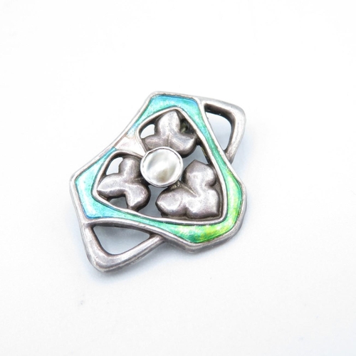 320 - Charles Horner silver, enamel and pearl brooch