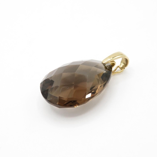 327 - HM 9ct gold pendant with smoky quartz (5.8g)