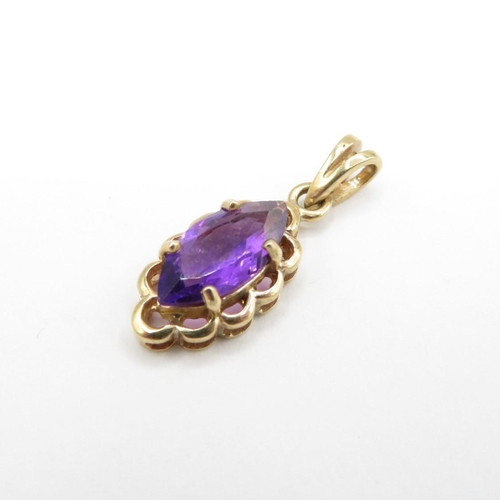 328 - HM 9ct gold pendants x2 with amethyst (2.6g)