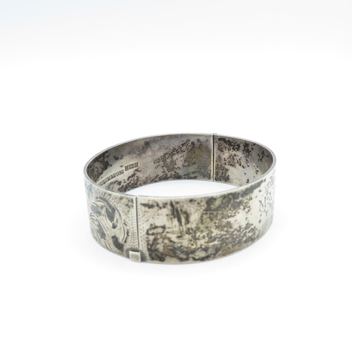 332 - English HM 925 silver bangle engraved To Mary  42g