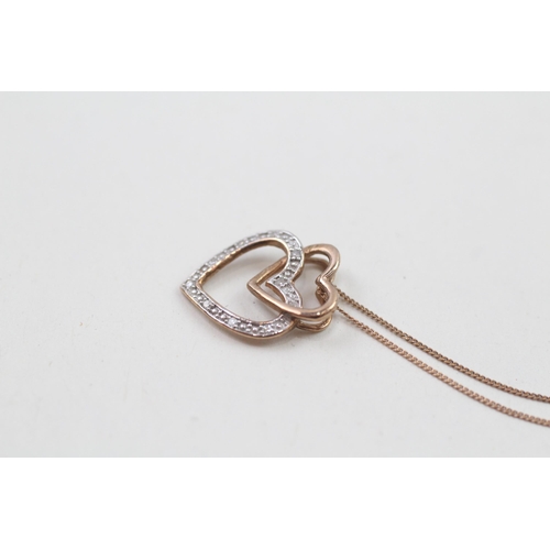 40 - 9ct gold diamond heart shaped pendant necklace (1g)