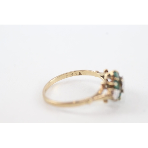 54 - 9ct gold vintage emerald & diamond dress ring (2.2g) Size  P