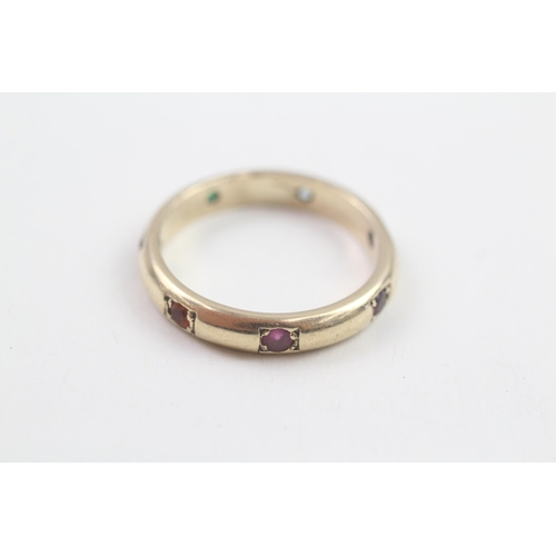 63 - 9ct gold Mult gemstone full eternity ring, gemstone including ruby, emerald, topaz citrine & iolite ... 