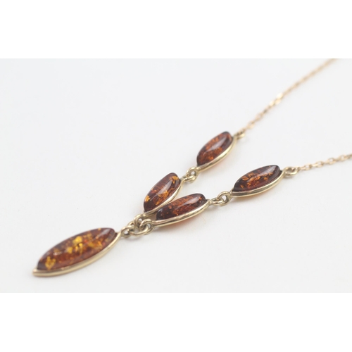 78 - 14ct gold amber drop necklace (4.3g)