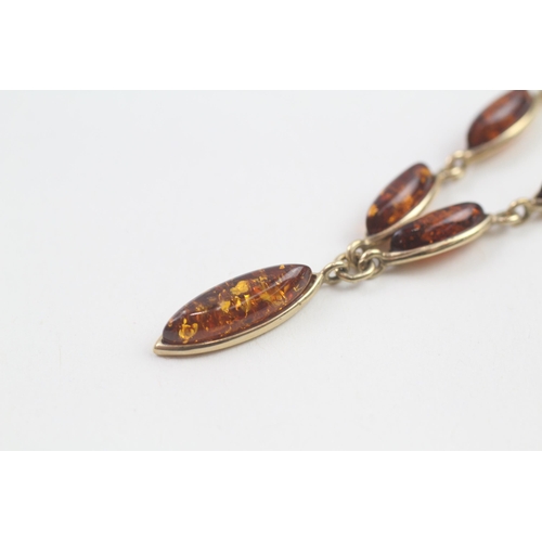 78 - 14ct gold amber drop necklace (4.3g)