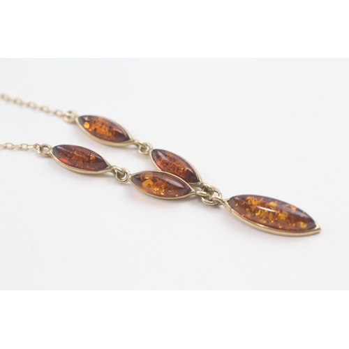 78 - 14ct gold amber drop necklace (4.3g)