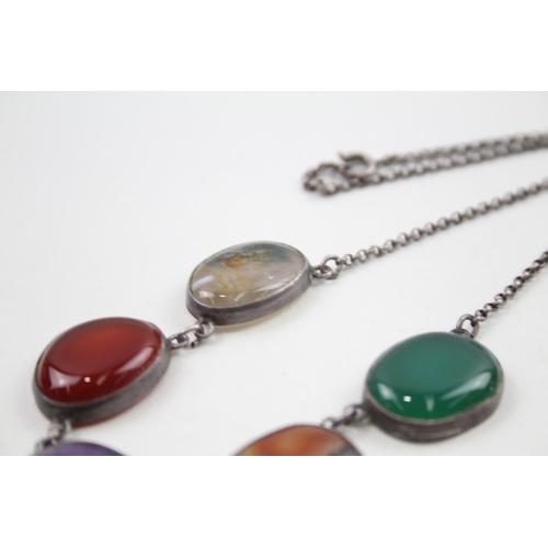 329 - A collection of vintage silver gemstone jewellery including Moss Agate (23g)