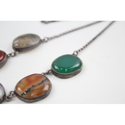 329 - A collection of vintage silver gemstone jewellery including Moss Agate (23g)