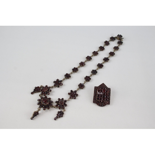 332 - A collection of antique Bohemian Garnet jewellery (27g)