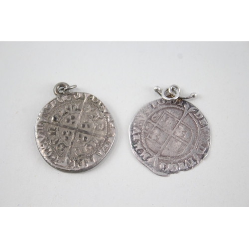 338 - Two silver antique coin pendants (9g)