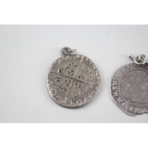 338 - Two silver antique coin pendants (9g)