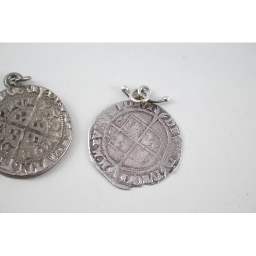 338 - Two silver antique coin pendants (9g)